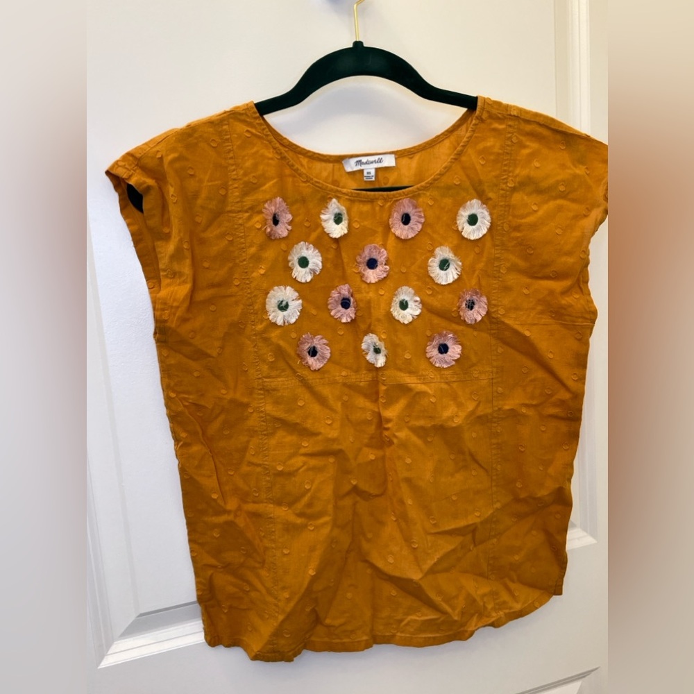 Madewell Embroidered Tassel Sunflower Top Extra Small